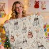 130*150cm Easter Flannel Bunny And Flower Digital Print Blanket, Bed Blanket, Small Dispenser