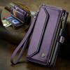 Кошелек-сумка CaseMe через плечо для Samsung Galaxy S26/S26+/S26 Ultra, на молнии, с ремешком на запястье, многофункциональный, флип, из ПУ-кожи, с держателем для карт, защитные наклейки