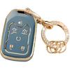 Key Fob Cover Compatible with Chevy Chevrolet Suburban Tahoe GMC Terrain Yukon Yukon XL Smart 6 Buttons TPU Remote Keyless Key Fob Case Protection
