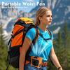 10000mAh Portable Waist Clip Fan with LED Light and Power Bank Strong Airflow Cooling Fan for Outdoor Play and Work