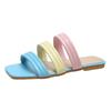 Модная обувь Женские тапочки Цветные пляжные тапочки на плоской подошве Плоские тапочки Женские сандалии Zapatillas Mujer