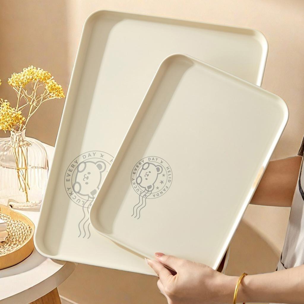 Plastic Food Serving Tray Household Large Capacity Storage Tray Reusable Snack Dessert Fruit Plate Kitchen Storage Organizer
