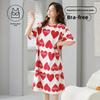 2025 Summer Women's Cotton Pajamas with Chest Pad Rest Cute Short-sleeved Thin Loose Nightdress Outside Dress Home Wear Clothes