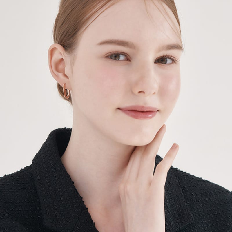 ELLE Jewelry 14K Basic Square One-Touch Ring Earrings ELGPEE551