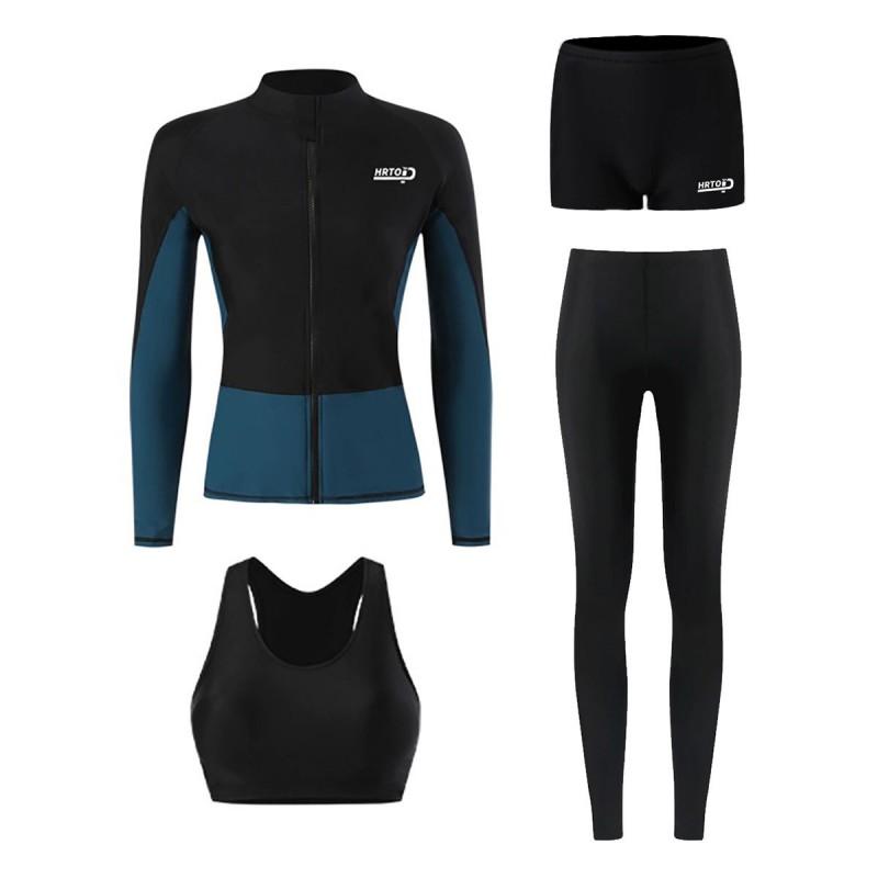 Unisex Long Sleeve Zipper Rash Guard Set With Pants UV Protection Quick Dry Surfing Snorkeling Swimming