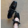 05 New Shallow Single Shoes Women's One-word Flat Shoes with Bows and One-foot Square Head Mary Jane Shoes