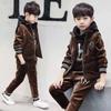 Spring Autumn Children's Clothing Boy's ThickerTracksuit Velvet Jacket Sweater and Pant Three Piece Set