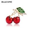 Red Oil Brooches For Women Cherry Brooch Corsage Suit Lapel Pin Size:3.5*3.0 Cm