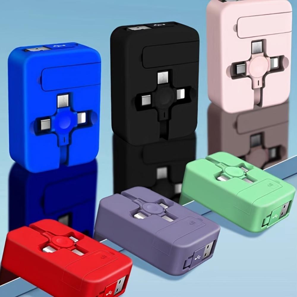 Многофункциональная телескопическая подставка 3-в-1 со сверхбыстрой зарядкой и кабелем синхронизации данных для мобильных телефонов — прочный ПВХ, круглая форма