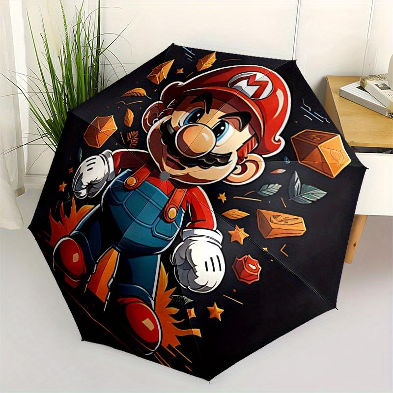 1pc Mario Adventure Automatic Open/close Folding Portable Cute Cute Umbrella with 8-Ribs Structure for Women/Men, All-Season Use a0901060