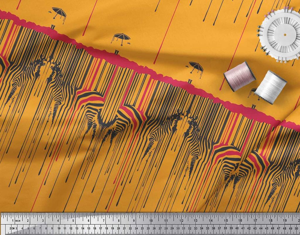 Soimoi Японский креп-сатин, ткань с принтом в виде зонтика и кожи зебры, 42 дюйма по метрам