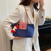 Повседневная нейлоновая клетчатая сумка через плечо с подвеской, дофаминовая сумочка, большая вместимость, женская сумка-тоут для поездок на работу, трендовые сумки под мышкой