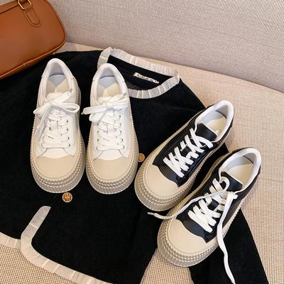 Туфли в форме печенья. Женская обувь на платформе Niche, увеличивающая рост. Белые туфли. Женская новая мода. Повседневная обувь для досок. Женская обувь на платформе.