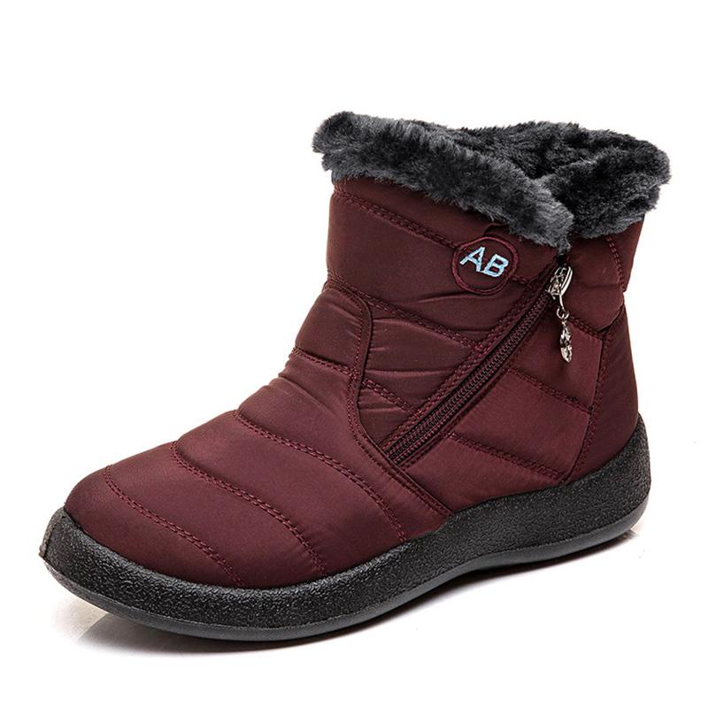 Fashion Women Boots Snow Keep Warm Shoes Woman Waterproof Platform Boots Zipper Boots Ladies Flat Fashion Botas Mujer Winter Boot Female