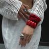 Vintage Wide Geometric Red Resin Acrylic Smudging Bangles Irregular Chunky Bracelets Bangle Jewelry for Women Summer Gift