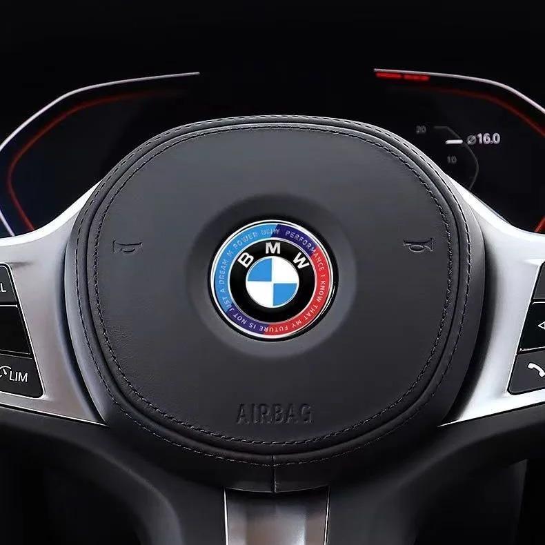 BBIO8 45MM Car Steering Wheel Badge Emblem Sticker Auto Styling For BMW 1 3 5 7 Series M Performance 50TH Emblem M3 M5 X1 X3 X5 X6 E46