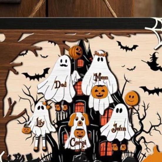 Юшэн Хэллоуин Призрак Семья Знак Деревянная Рамка для Фото Призрака Настольное Украшение на Хэллоуин Фермерский Дом Полка Столешница Домашний Декор