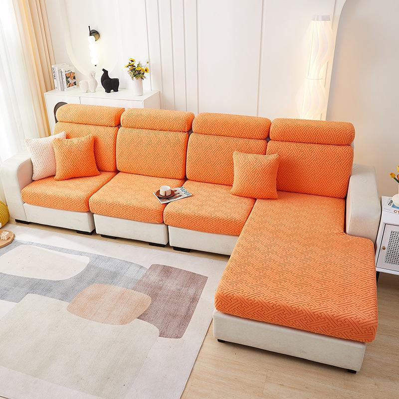 Комплект чехлов для дивана из однотонного нескользящего жаккарда