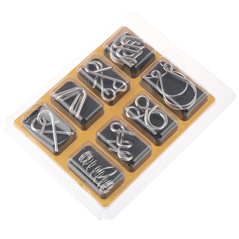 8Pcs/Set Materials Metal Puzzle Wire Iq Mind Brain Teaser Puzzles Reliever Toys