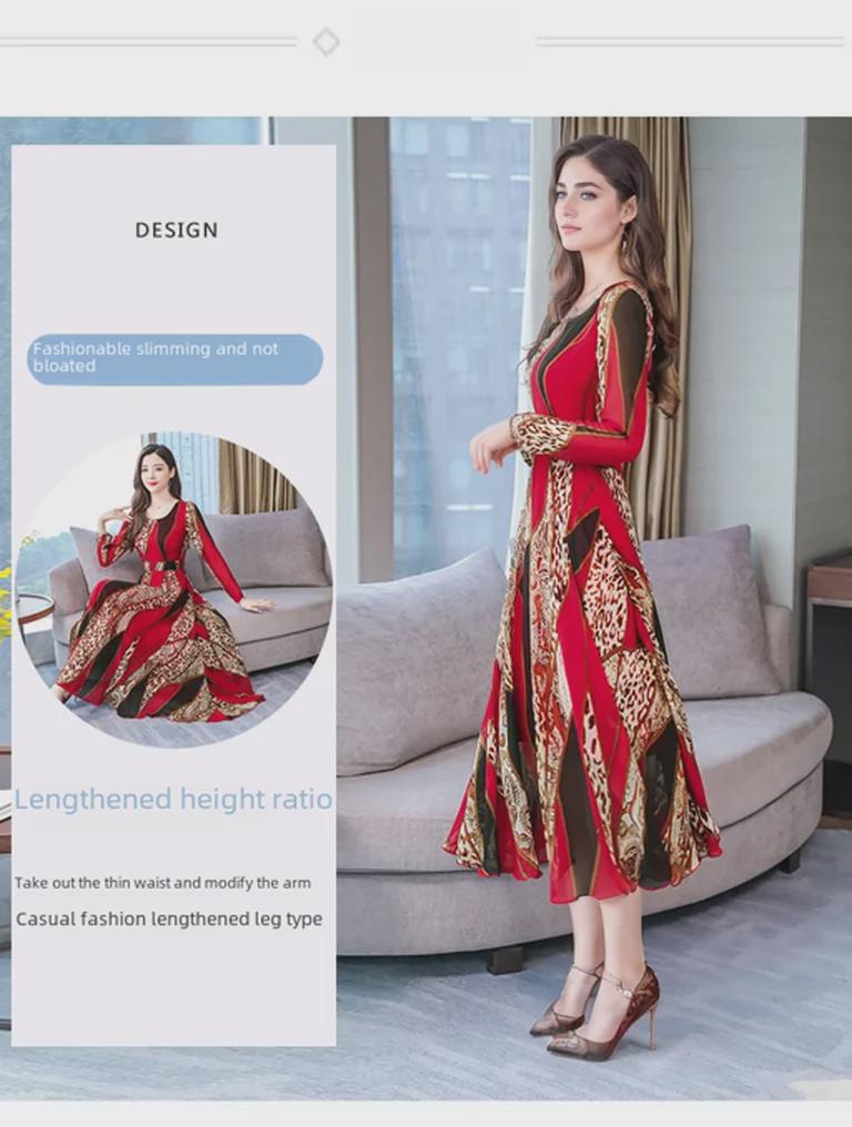 068 Осеннее утягивающее платье длиной до колена - новый сезонный стиль