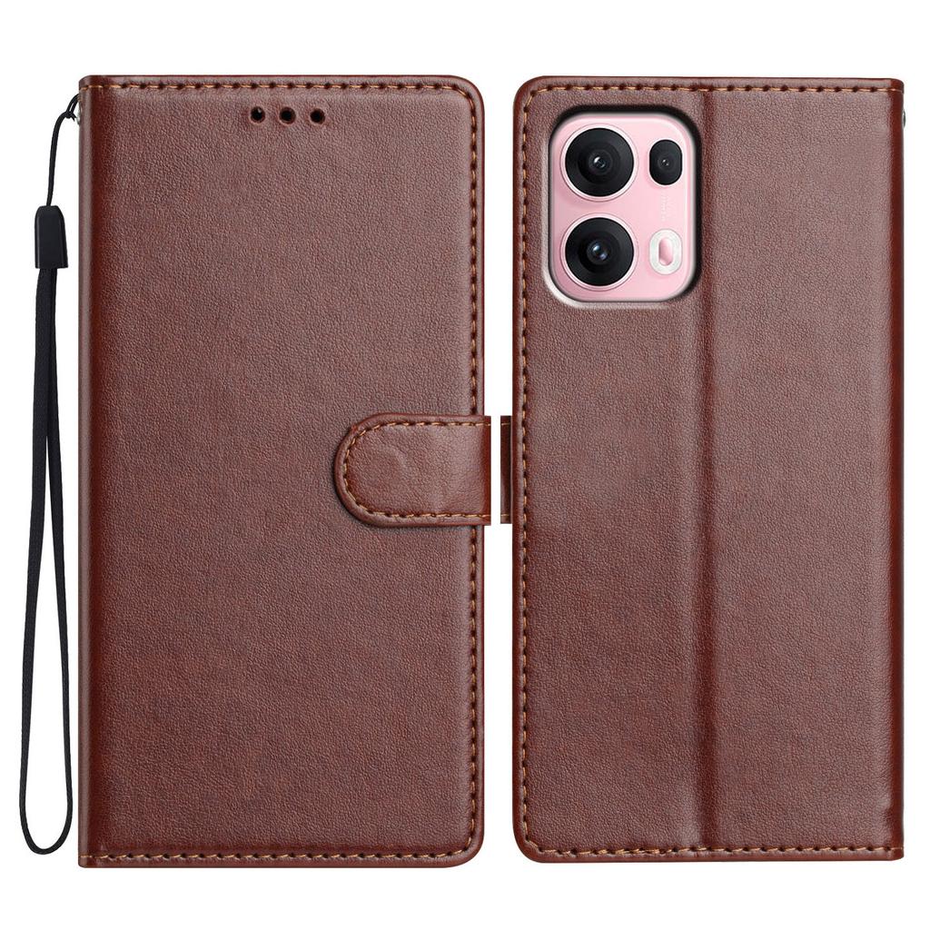 For Oppo Reno13 Pro 5G Leather Case Wallet Stand Phone Cover with Handy Strap