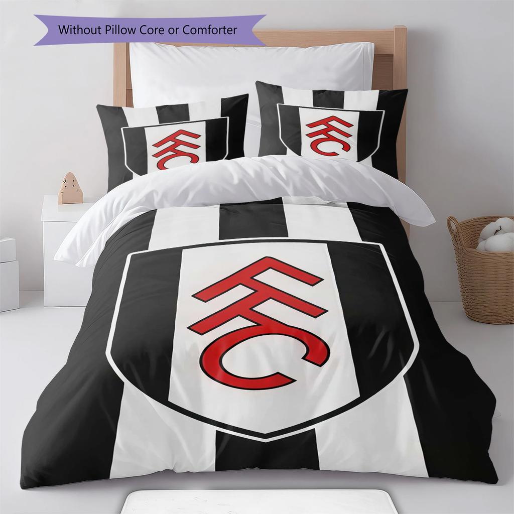 Fulham F.C Pattern Bedding Quilt Set Quilt Cover Pillowcase Home Decoration Birthday Gift (1 * duvet cover + 2 * pillowcase, without core)