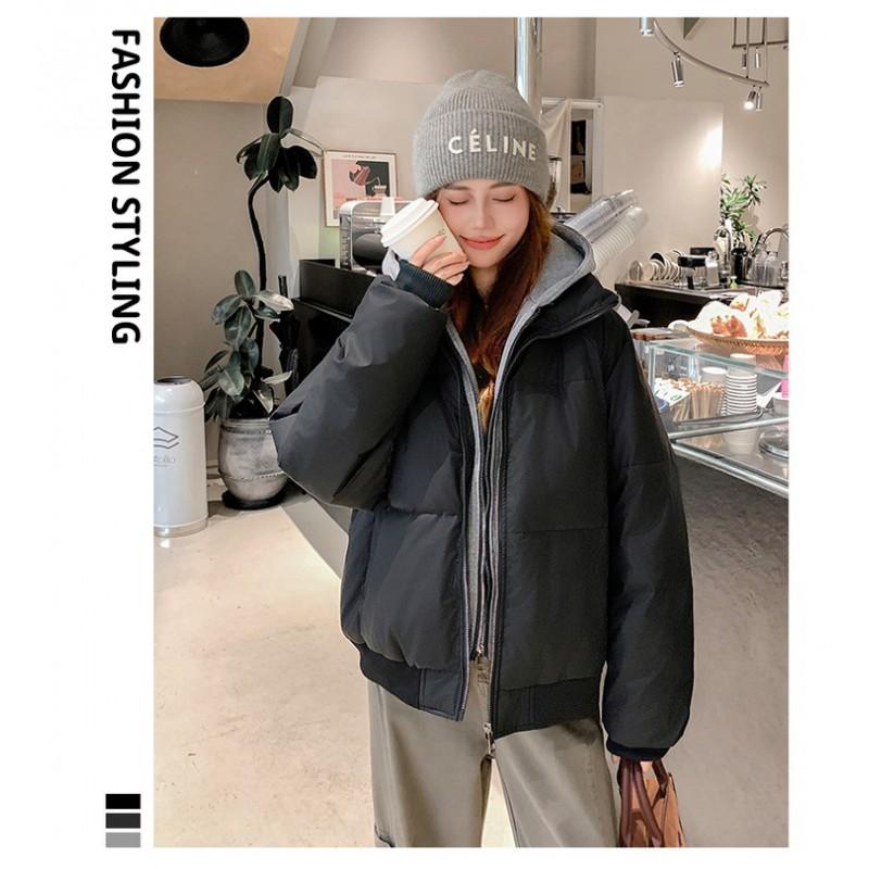 Womens Puffer Jacket With Hood Winter Thick Warm Oversized Cotton Coat Short Length Casual Style