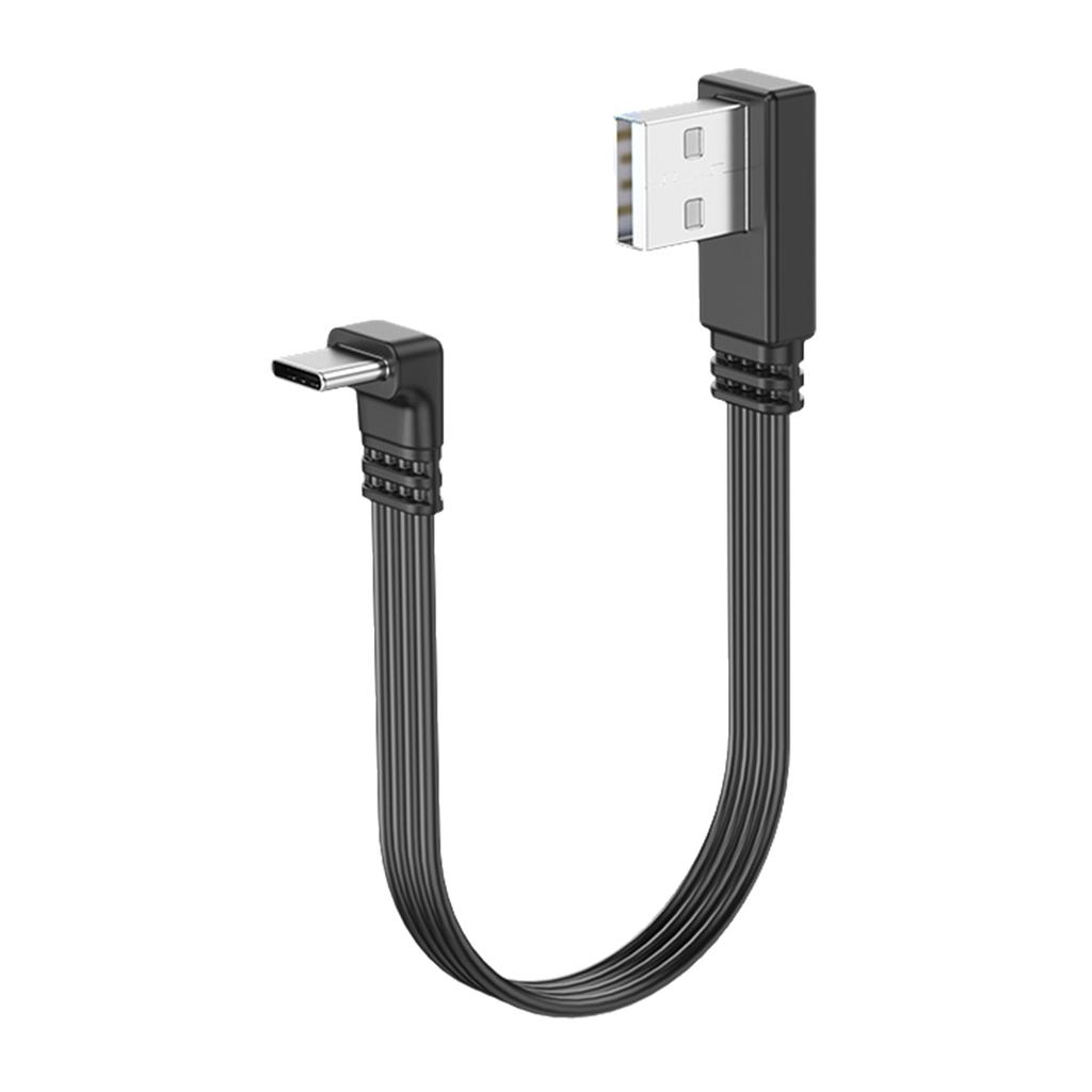 Кабель передачи данных USB 2.0 - Type C, 2 А, быстрая зарядка, скорость передачи данных 480 Мбит/с, плоский провод, колено 90 градусов для планшетов и телефонов