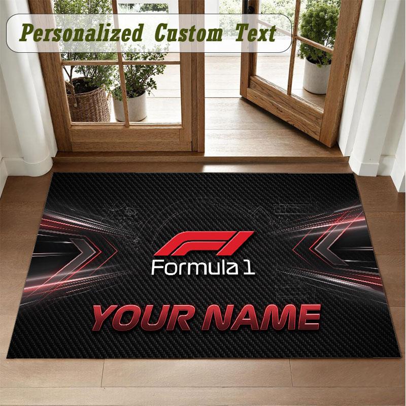Crystal Velvet Square Rug Custom NameF1 Pattern Non Slip Home Floor Decor Rug