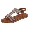 2025 IELTS Run Large Size Hollow, Flat Bottom Rhinestone Sandals, Bohemian Comfort Women's Shoes Summer