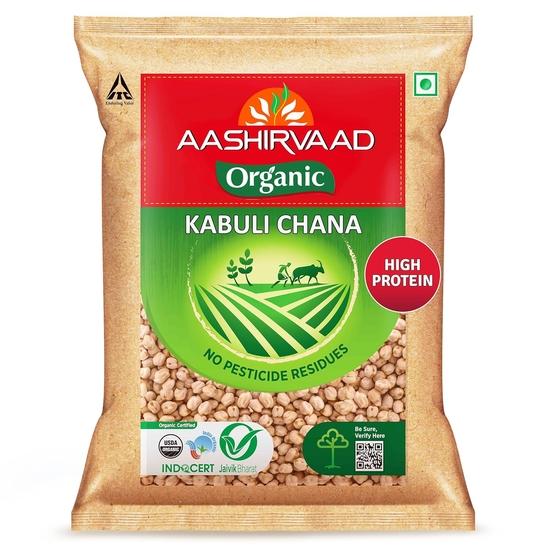 Aashirvaad Organic Kabuli Chana, 500 G, 100% Organic Kabuli Chana Rich In Protein