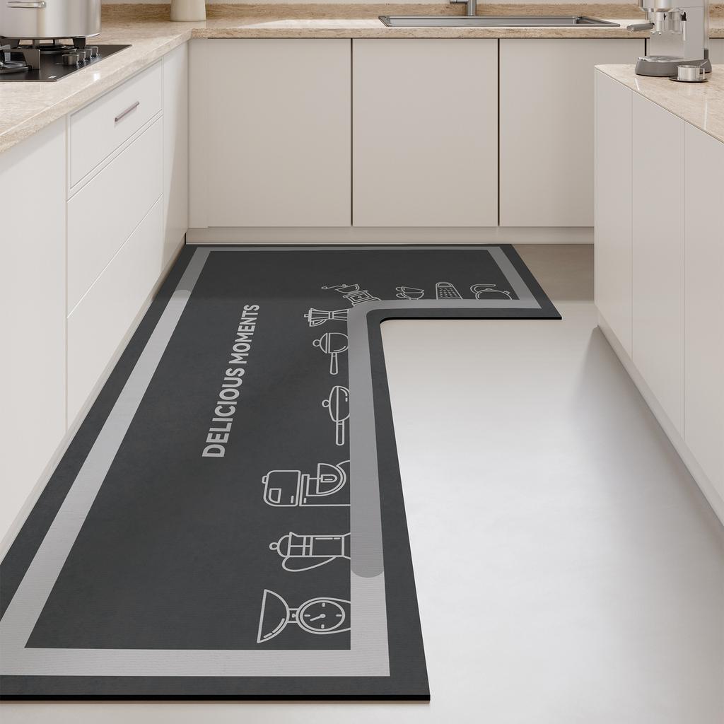 Premium Kitchen Floor Mat L-shaped Dirt-resistant Anti-slip Mat Diatom Mud Easy To Clean Foot Mat Household Quick-drying Water-absorbing Floor Mat