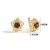 925 Sterling Silver Jewelry Set Flower Design Yellow Clasp Earring Ring Natural Red Garnet Gemstones Fine Jewelry for Women Girls Gift