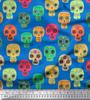 Blue Japan Crepe Satin Fabric Tribal Skull Printed Fabric 1 Metre 42 Inch
