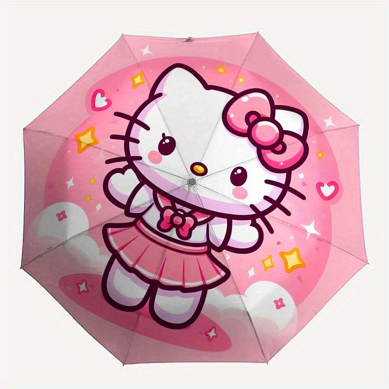 1pc Hello Kitty Pink Background Umbrella with Plastic Handle,Suitable for All Seasons Home Travel Outdoor UmbrellaSanlio049
