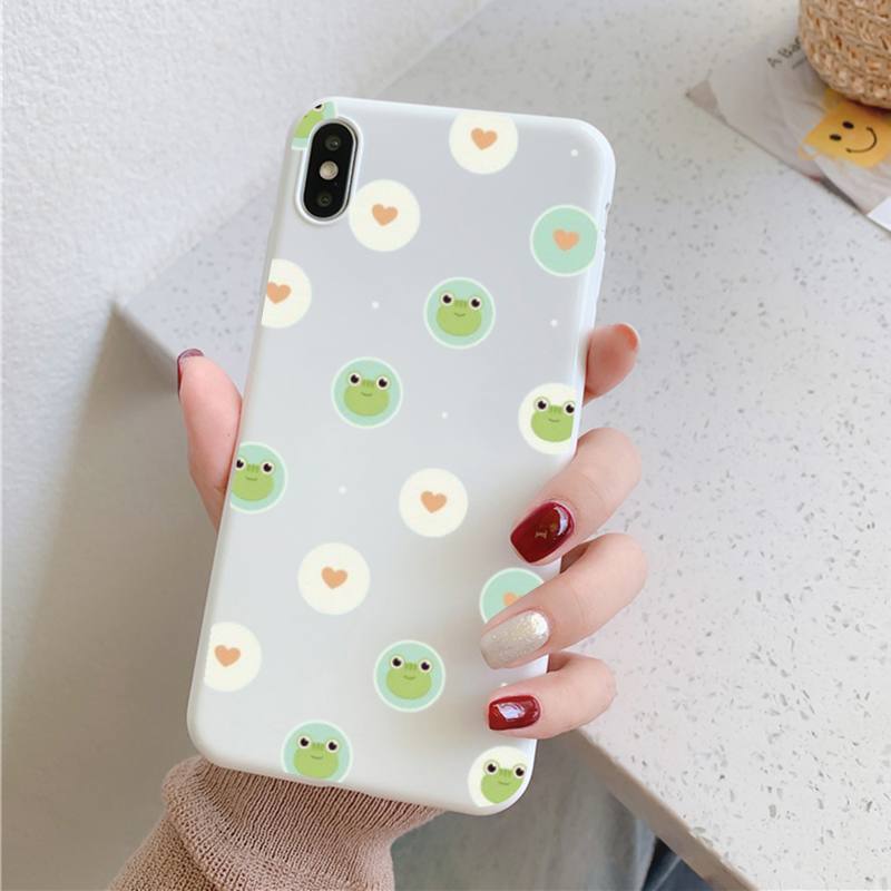 Милый Мультяшный Чехол-Лягушонок для iPhone 11 12 13 Mini Pro Xs Max 8 7 6 6S Plus X XR Однотонный Конфетный Цвет