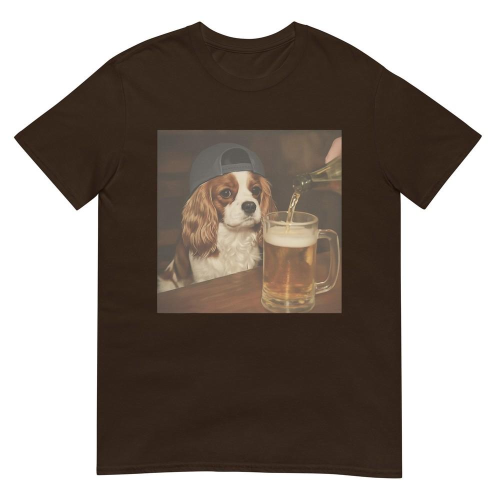 Cavalier King Charles Drinking Beer Funny Dog Meme TShirt