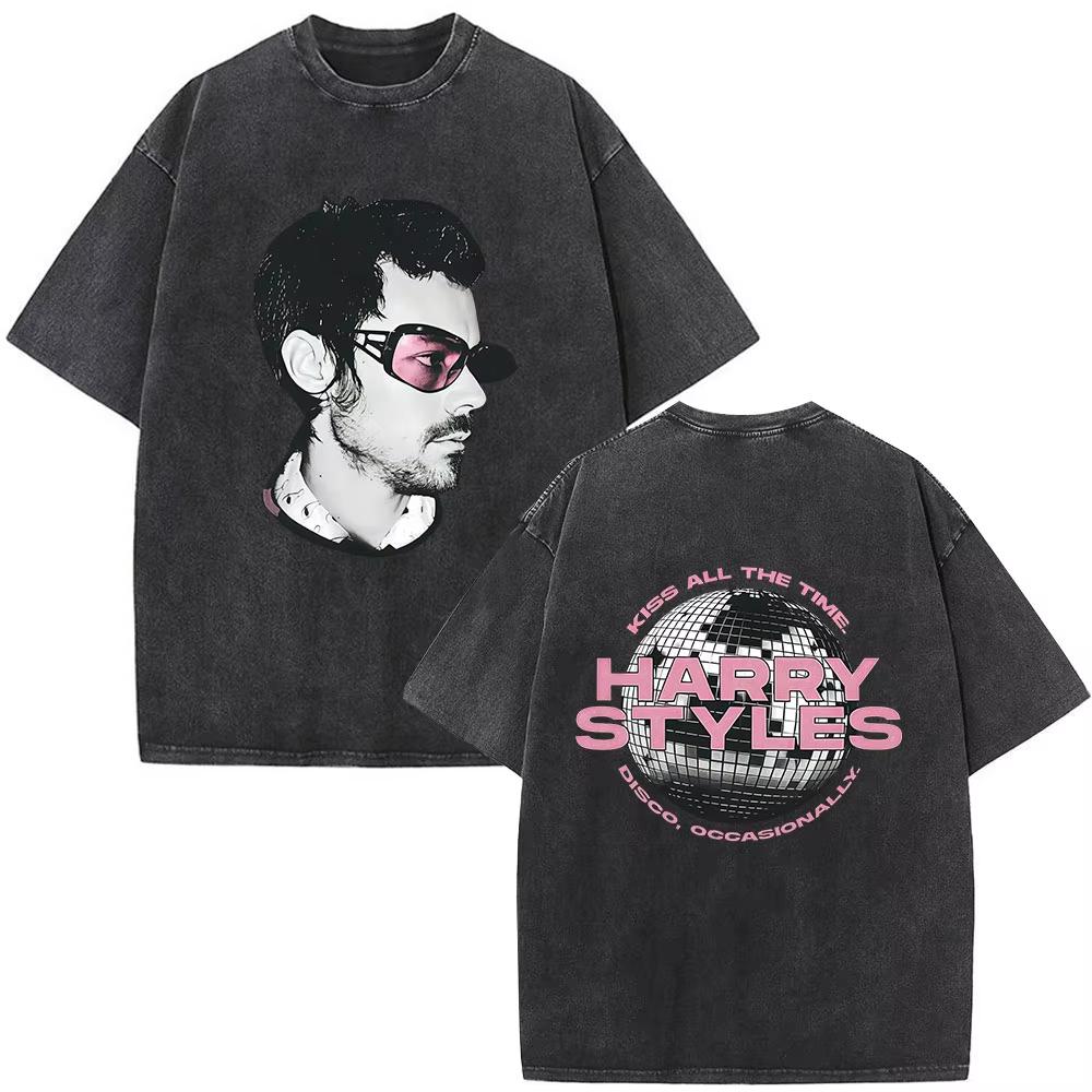 Kiss All The Time Disco Occasionally Album Vintage Washed Tshirts Men Women Clothing Fashion Hip Hop Short Sleeves T Shirt