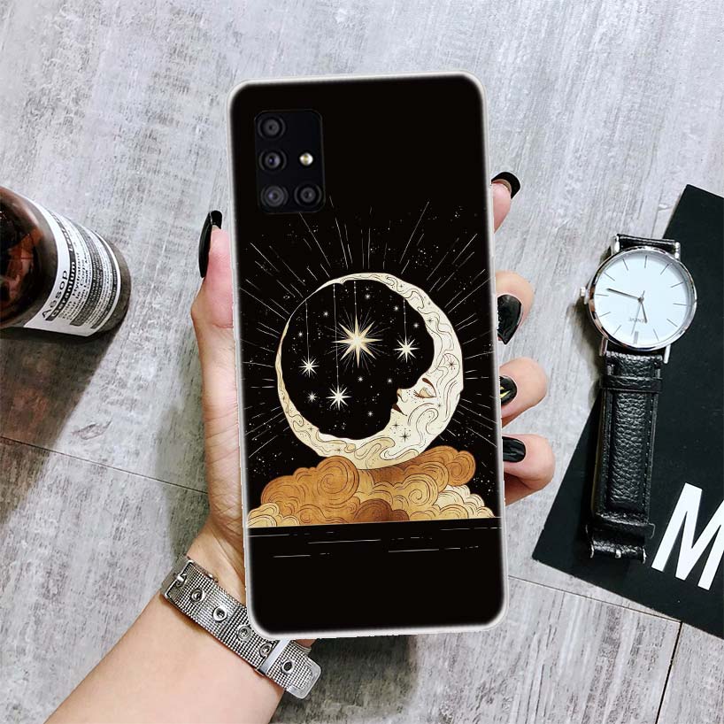 Забавный чехол для телефона с изображением Солнца и Луны для Samsung Galaxy A52 A53 A12 A13 A22 A23 A32 A33 A72 A73 A42 A02S A03S 5G A50S, чехол