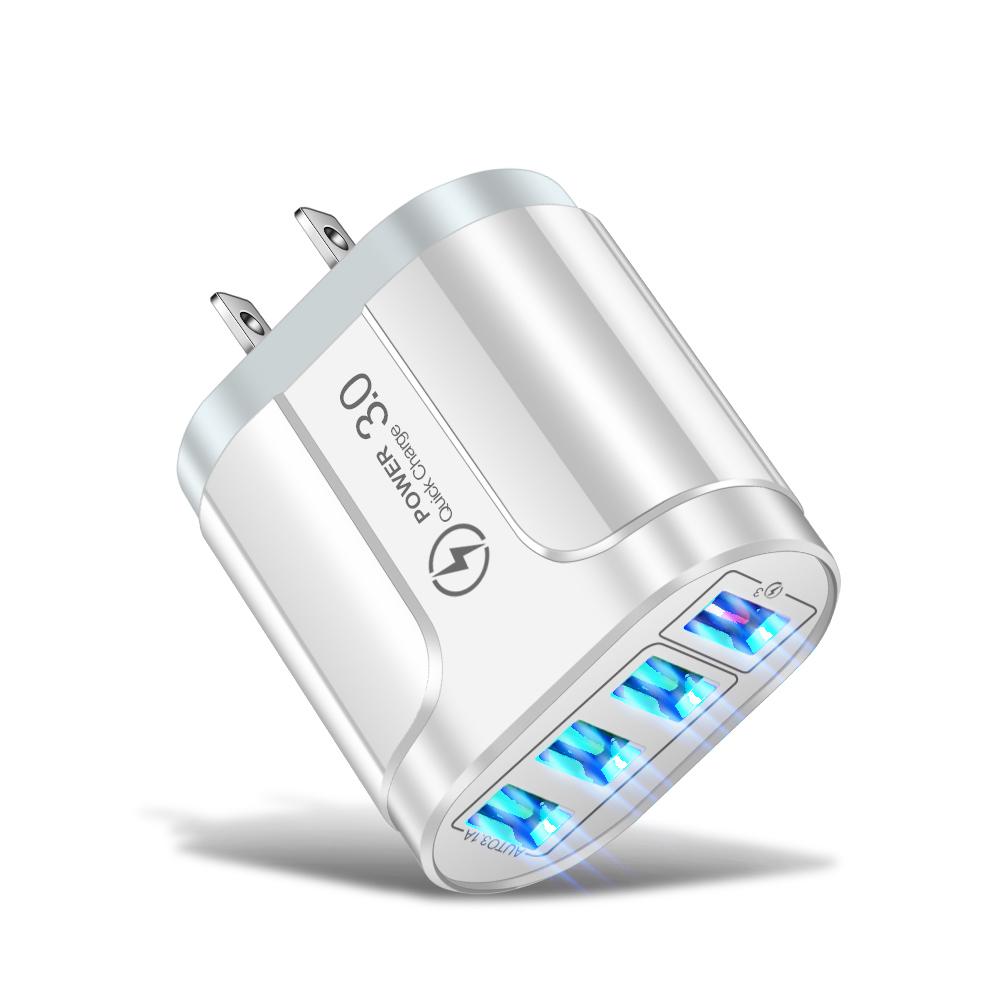 4 USB 45W USB зарядное устройство быстрая зарядка QC 3.0 настенная зарядка для iPhone 15 14 Samsung Xiaomi мобильный 4 порта ЕС США вилка адаптер для путешествий