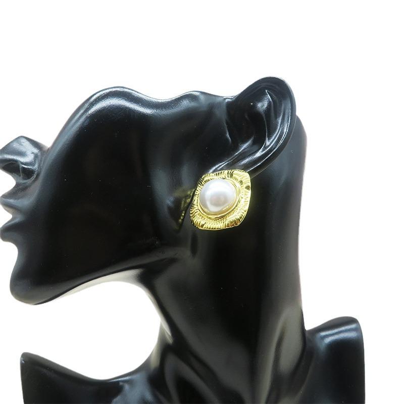 Серьги-пусеты из 18-каратного золота с барочным жемчугом: Ретро нержавеющая сталь, универсальный высококлассный дизайн для женщин