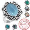 Кольцо из стерлингового серебра 925 пробы с драгоценными камнями, ювелирные изделия ручной работы, подарок на День благодарения, амазонит, ангелит, голубой опал, ботсванский агат, мохаве, лазурит, хризоколла