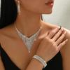 Bridal Jewelry Set Wedding Necklace Earrings Bracelet Ring Set Accessories