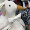 Nordic Style Fabric Duck Plush Cushion Cute Squishy Linen Stuffed Duck with Bow Nice Home Decor Mother's Day Gift for Ladies
