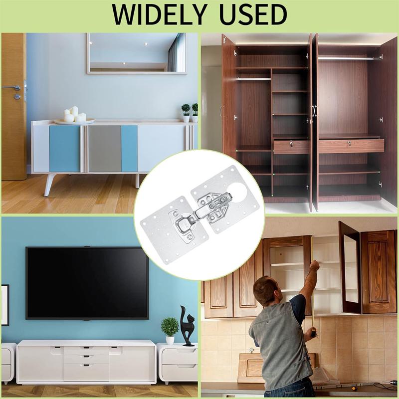 2/4 PCS Cabinet Hinge Repair Plate Set Damaged Wardrobe Door Stainless Steel Fixing Brackets Board Kit for Kitchen Furniture