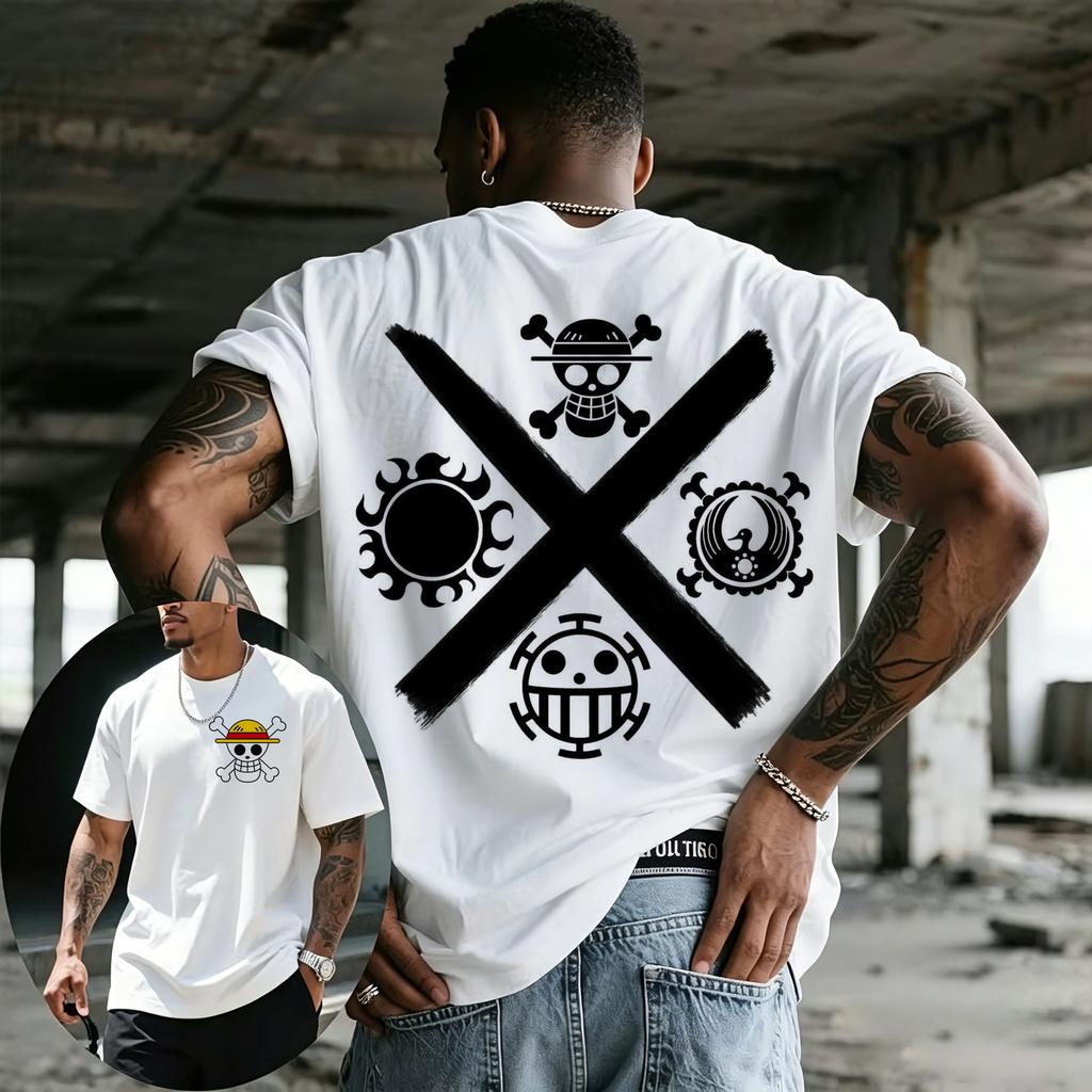 Summer New Arrival One Piece Pattern Tshirt unisex anime print casual shortsleeved fashionable streetwear top Y2K style