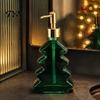 Clear Glass Soap Pump 300ml Christmas Tree Dispenser, Hand Dish Dispenser with Pump, Xmas Theme Home Decor Decorative Empty Bottle for Soap, Kitchen,