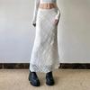 Elegant White Lace Skirt for Women Vintage Style Slim Fit Package Hip Long Skirt Y2k Casual Fashion Clothes Summer