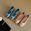 Soft Leather Version~ French Evening Breeze Bow Leopard Print Single Shoes Round Head Ballet Shoes One Pedal Shallow Mouth Flat Shoes Women
