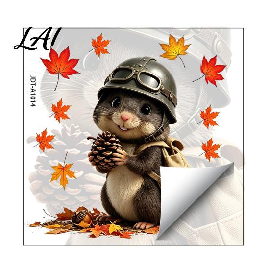 Easy to Apply Glass Decals Fall Window Stickers Cute Squirrel Raccoon Animal Decal Maple Leaf Transparent Stickers Clings Autumn Clings for Windows